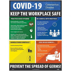 NMC - "COVID 19 - Keep the Workplace Safe", 18" Wide x 24" High, Paper Safety Sign - Exact Industrial Supply