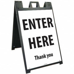 NMC - "ENTER HERE", 25" Wide x 45" High, Plastic Safety Sign - Exact Industrial Supply