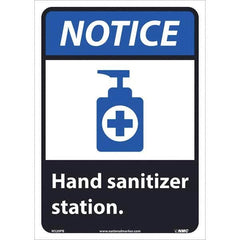 NMC - "Notice - Hand Sanitizer Station", 10" Wide x 14" High, Pressure-Sensitive Vinyl Safety Sign - Exact Industrial Supply