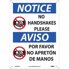 NMC - "Notice - No Handshakes Please", 10" Wide x 14" High, Rigid Plastic Safety Sign - Exact Industrial Supply