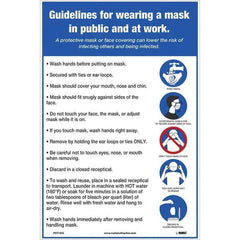 NMC - "COVID 19 - Guidelines for Wearing a Mask in Public and at Work", 12" Wide x 18" High, Vinyl Safety Sign - Exact Industrial Supply