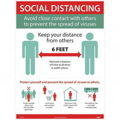 NMC - "COVID 19 - Social Distancing - Avoid Close Contact with Others to Prevent the Spread of Viruses", 18" Wide x 24" High, Paper Safety Sign - Exact Industrial Supply