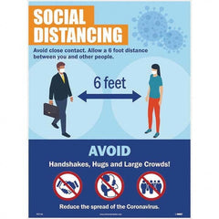 NMC - "COVID 19 - Social Distancing", 18" Wide x 24" High, Paper Safety Sign - Exact Industrial Supply