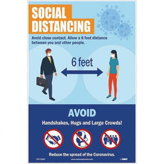 NMC - "COVID 19 - Social Distancing", 12" Wide x 18" High, Paper Safety Sign - Exact Industrial Supply