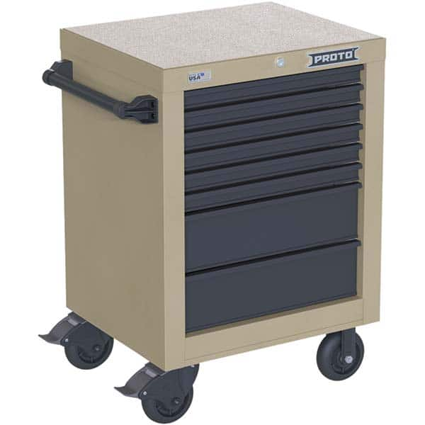 Steel Tool Roller Cabinet: 8 Drawers Desert Tan, Vinyl Top