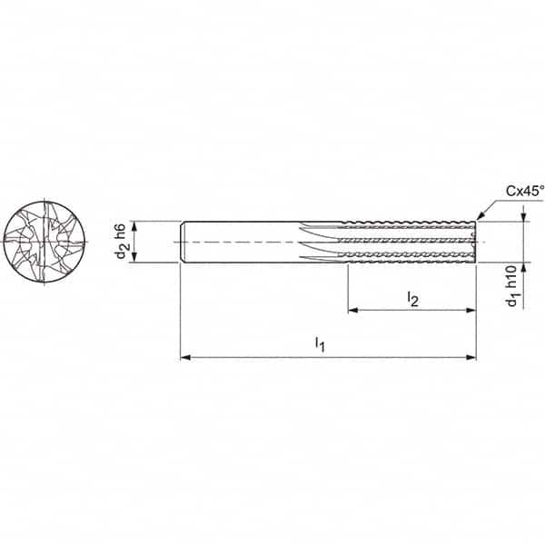 Mapal - Spiral Router Bits Cutting Diameter (mm): 4.00 Number of Flutes: 8 - Exact Industrial Supply