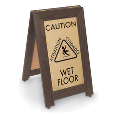 Cone & A Frame Floor Signs; Shape: A-Frame; Sign Type: Restroom, Janitorial & Housekeeping; Type: Restroom, Janitorial & Housekeeping; Message/Graphic: Message & Graphic; Header: Caution; Legend: Wet Floor; Viewing Points: Two-View; Language: English; Hei