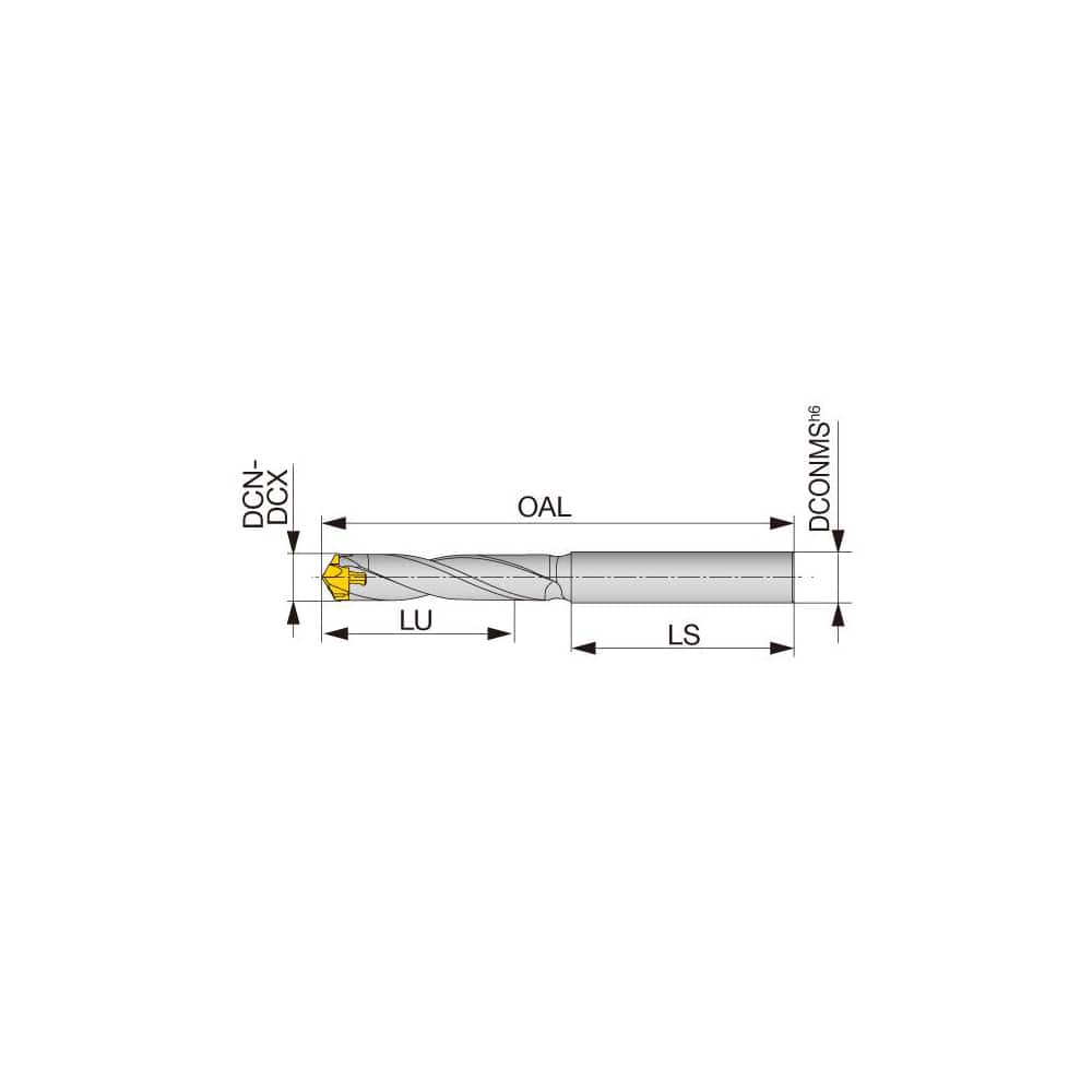 Replaceable Tip Drill: 7 to 7.4 mm Drill Dia, 24.5 mm Max Depth, 8 mm Straight-Cylindrical Shank Uses DMP Inserts, 79.08 mm OAL, Through Coolant