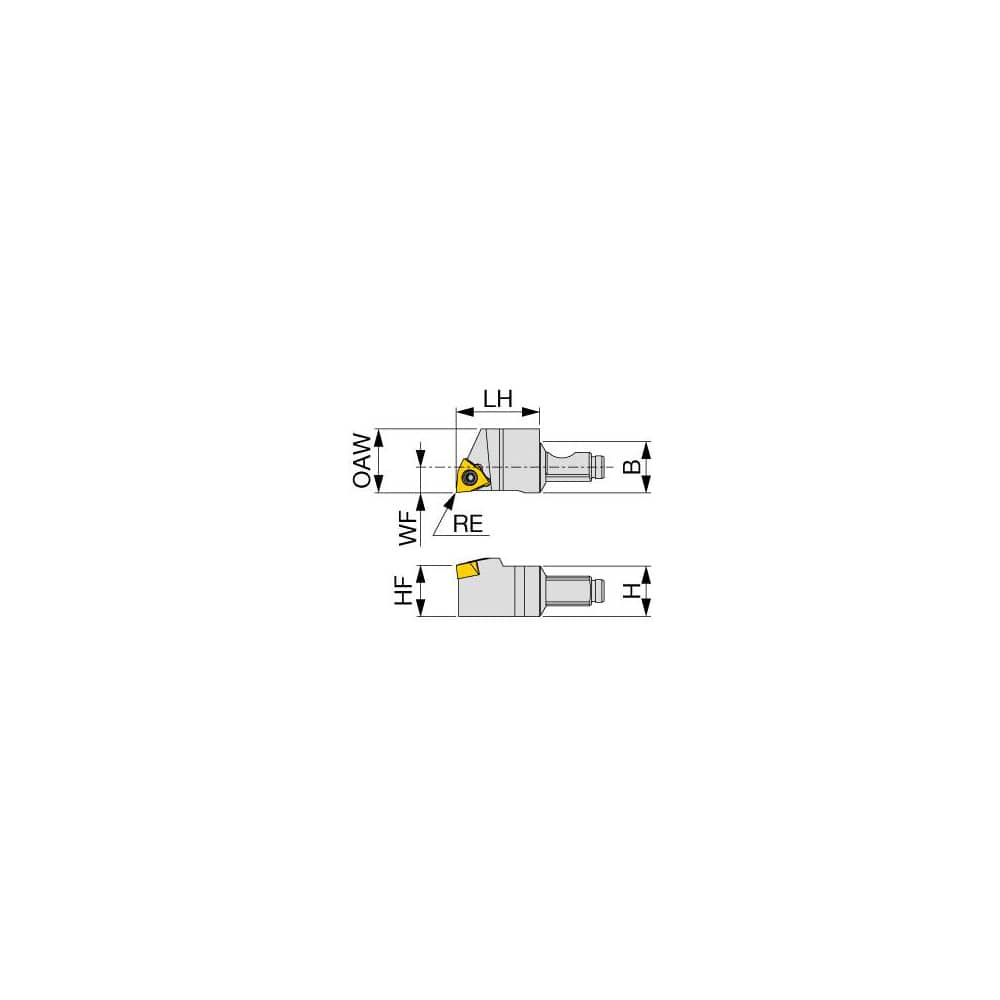 Modular Turning & Profiling Cutting Unit Head: Size QC12, External, Right Hand Uses WXGU Inserts, Through Coolant