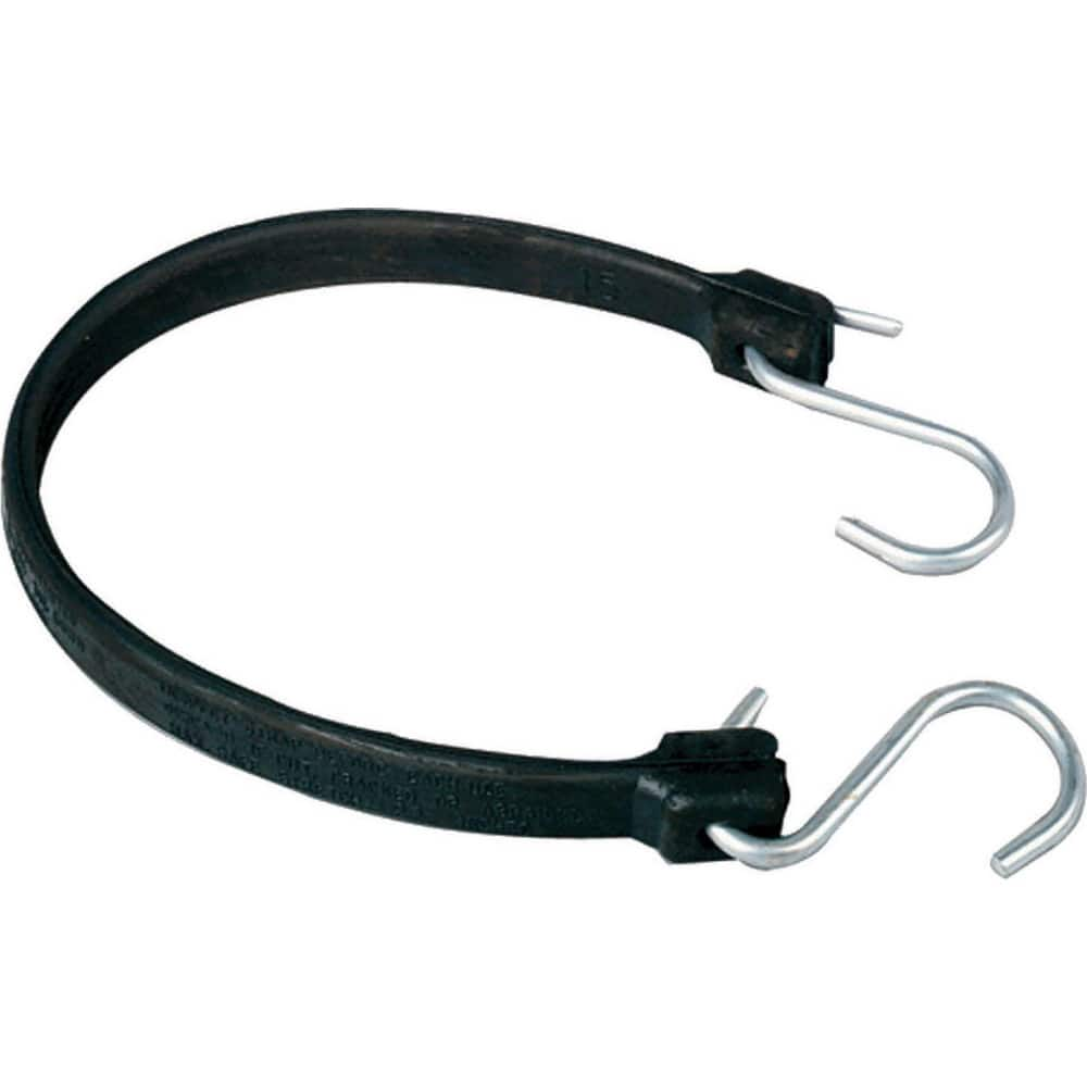 Cable Tie: 15″ Long, Black, Rubber, Hook & Loop Strap