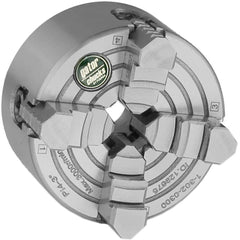 Independent Manual Lathe Chuck: 4-Jaw,  5″ Dia Hard & Solid Jaws, Plain Back Mount, 3,500 Max RPM