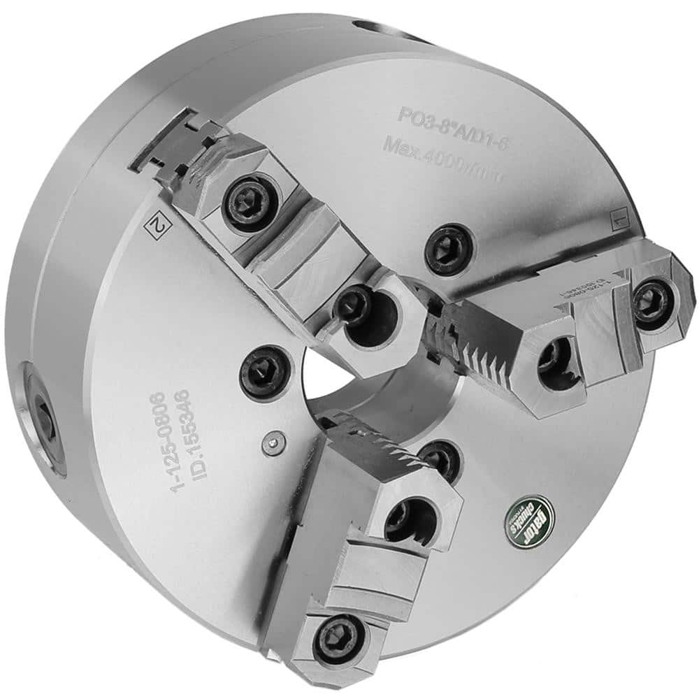 Self-Centering Manual Lathe Chuck: 3-Jaw,  6″ Dia Two-Piece Jaws, Direct & D1-4 Mount, 4,500 Max RPM