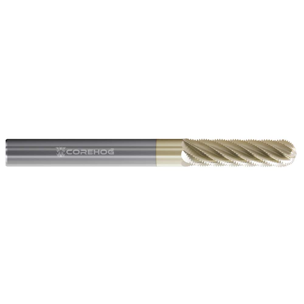 Ball End Mill: 0.5″ Dia, 3″ LOC, 8 Flute, Solid Carbide 6″ OAL, 1″ Shank Dia, ZrN Coated