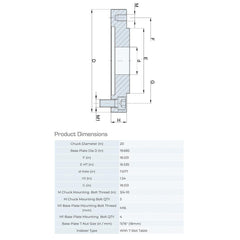 Lathe Chuck Adapter Back Plates; Nominal Chuck Size: 20 in; Mount Type: Slotted Table; Spindle Nose Type: Slotted Table; Chuck Compatibility: 1-201-2001; Through-hole Diameter: 7.677 in; Chuck Diameter Compatibility: 20 in; Material: Steel; Chuck Diameter