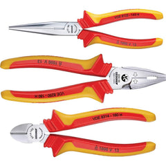 Plier Sets; Plier Type Included: VDE Combination, VDE Long Nose, VDE Side Cutter; Overall Length: 160 mm; 180 mm; Includes: VDE 8314-160 H PlierS; VDE 8250-180 H; VDE 8132-160 H; Insulated: Yes; Number Of Pieces: 3