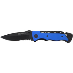 Pocket & Folding Knives; Edge Type: Serrated; Blade Material: Steel; Handle Material: Stainless Steel; Handle Color: Blue; Black; Features: High Grade, Universal Jack Knife with Extra Belt Cutter & Glass Shatterer; Overall Length: 120.00