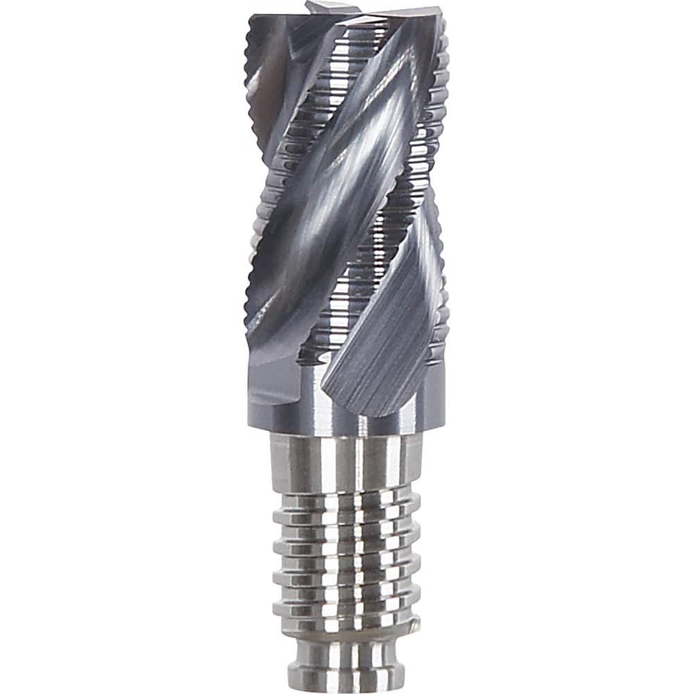 Corner Radius & Corner Chamfer End Mill Heads; Chamfer Angle: 45.000; Connection Type: Duo-Lock 12; Centercutting: Yes; Flute Type: Spiral; Number Of Flutes: 4; End Mill Material: Solid Carbide; Overall Length: 0.94