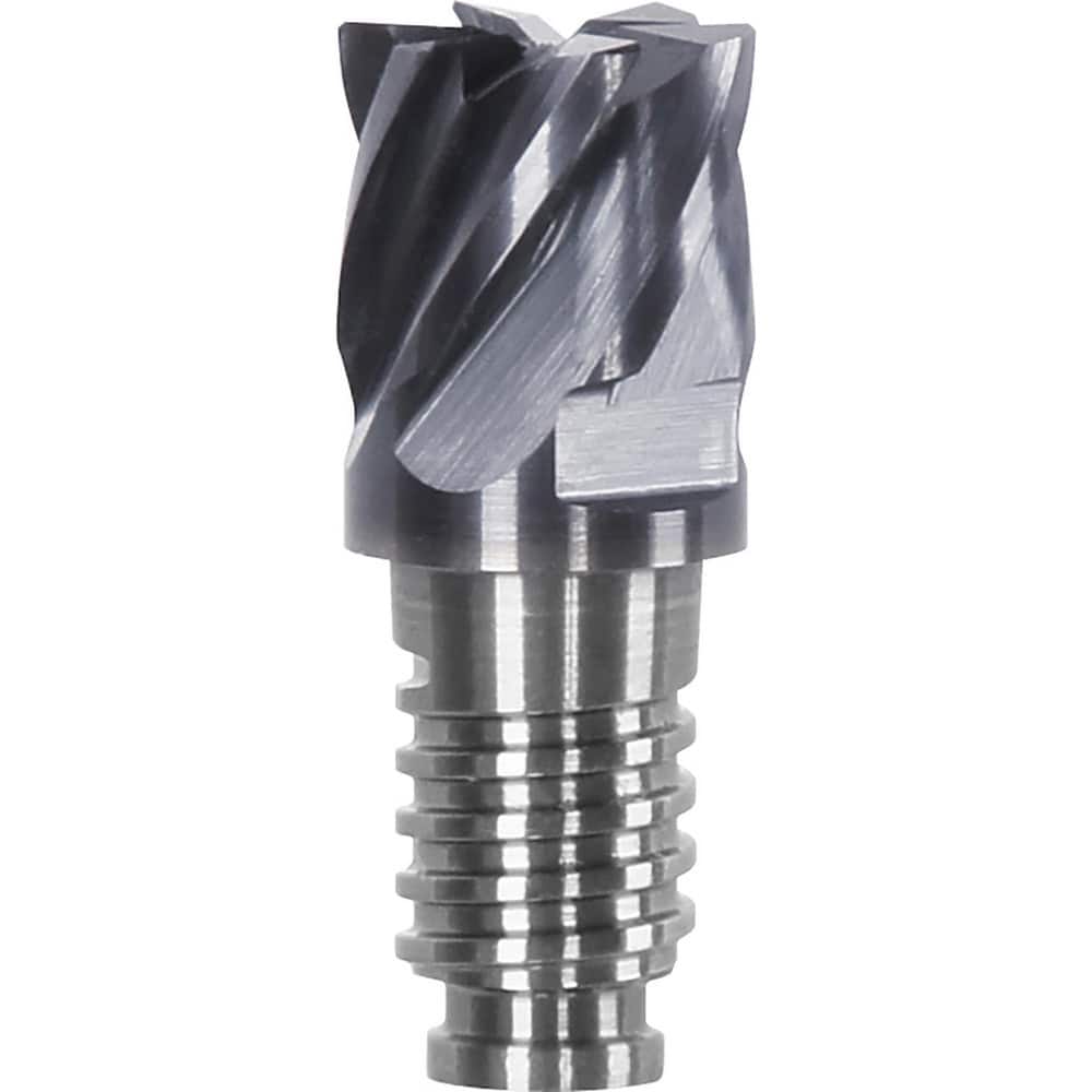 Corner Radius & Corner Chamfer End Mill Heads; Chamfer Angle: 45.000; Connection Type: Duo-Lock 20; Centercutting: Yes; Flute Type: Spiral; Number Of Flutes: 10; End Mill Material: Solid Carbide; Overall Length: 0.98