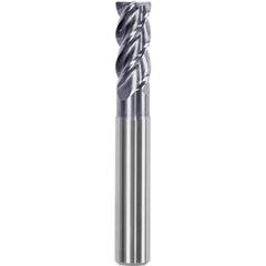 Corner Radius End Mill: 0.315″ Dia, 0.748″ LOC, 0.08″ Radius, 4 Flutes, Solid Carbide 2.52″ OAL, 0.315″ Shank Dia, Helix, AlTiN Coated, Centercutting