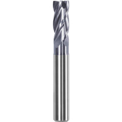 Corner Radius End Mill: 1/8″ Dia, 0.2813″ LOC, 0.01″ Radius, 4 Flutes, Solid Carbide 2″ OAL, 1/4″ Shank Dia, Helix, AlTiN Coated, Centercutting