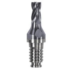 Square End Mill Heads; Mill Diameter (mm): 10.00; Mill Diameter (Decimal Inch): 0.3937; Number of Flutes: 3; Length of Cut (Decimal Inch): 0.5906; Length of Cut (mm): 15.0000; Connection Type: Duo-Lock 10; Overall Length (Inch): 0.7874; Overall Length (mm