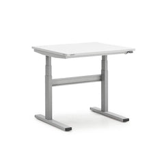 Stationary Work Benches, Tables; Table Type: Electric; Bench Style: Side Work Bench; Edge Type: Comfort Edge; Leg Style: Motor Height Adjustment; Color: Gray; Maximum Height: 50 in; Minimum Height: 24.8000; Overall Depth: 31.5 in; Table Material: Steel; F