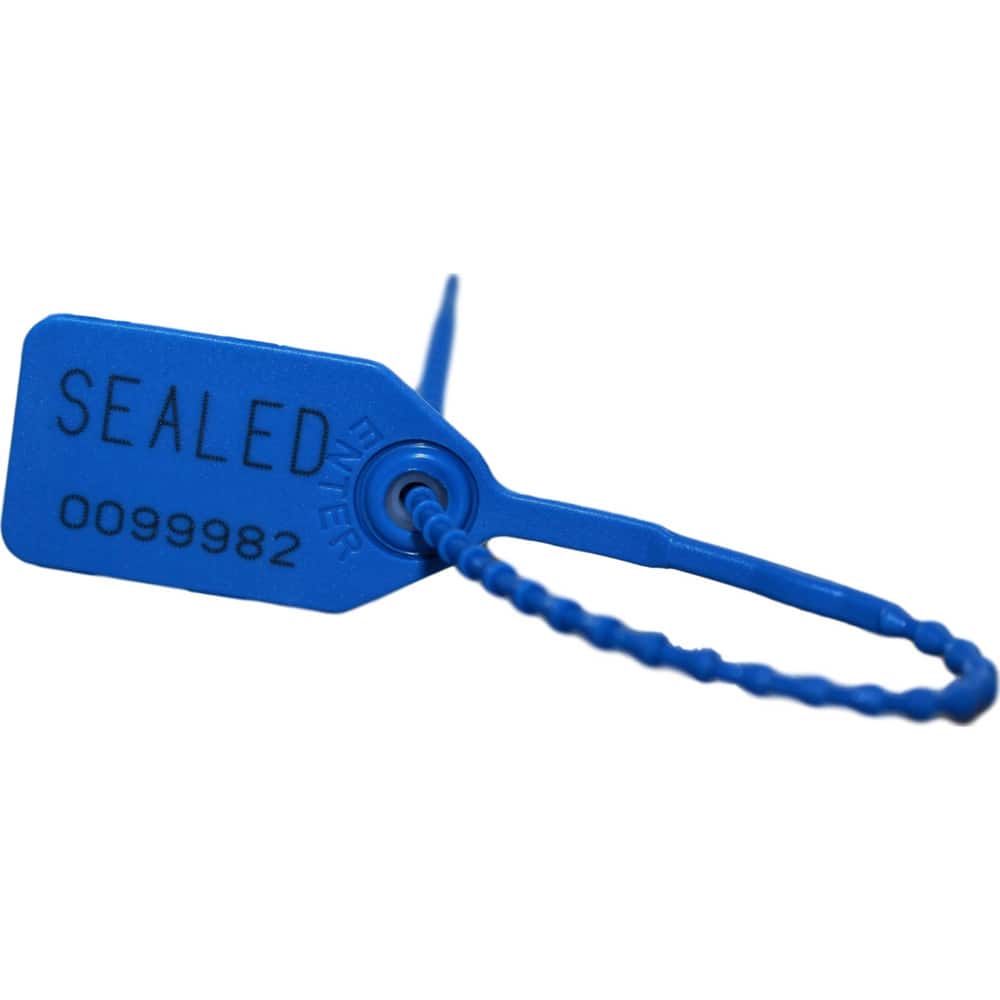 Security Seals; Type: Tamper-Evident Plastic Seal; Overall Length (Decimal Inch): 7.00; Operating Length: 4.5 in; Breaking Strength: 15.000; Material: Polyethylene; Color: Blue; Color: Blue; Overall Length: 7.00; Material: Polyethylene; Product Type: Tamp