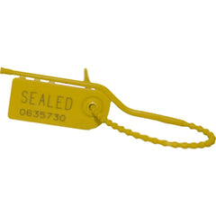 Security Seals; Type: Tamper-Evident Plastic Seal; Overall Length (Decimal Inch): 8.00; Operating Length: 15 in; Breaking Strength: 15.000; Material: Polyethylene; Color: Yellow; Color: Yellow; Overall Length: 8.00; Material: Polyethylene; Product Type: T