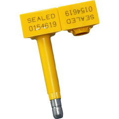 Security Seals; Type: Plastic Overmolded Bolt Seal; Overall Length (Decimal Inch): 4.00; Operating Length: 3.5 in; Breaking Strength: 2500.000; Material: Plastic; Steel; Color: Yellow; Color: Yellow; Overall Length: 4.00; Material: Plastic; Steel; Product