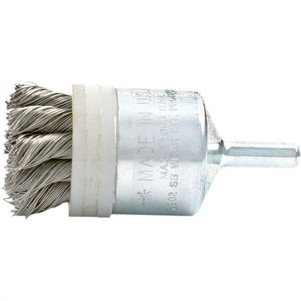 Brush Research Mfg. - 3/4" Brush Diam, Knotted, End Brush - 1/4" Diam Steel Shank, 20,000 Max RPM - Exact Industrial Supply