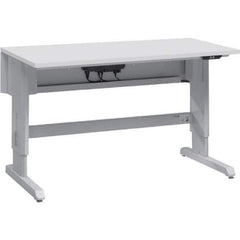 Stationary Work Benches, Tables; Table Type: Laminate Top Work Bench; Leg Style: C-Leg (Cantilever); Motor Height Adjustment; Color: Gray; Load Capacity (Lb. - 3 Decimals): 880.000; Top Material: Laminate; Top Thickness: 1 in; 1 mm