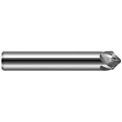 Chamfer Mill: 3 Flutes, Solid Carbide 3″ OAL, 1/2″ Shank Dia, Bright/Uncoated