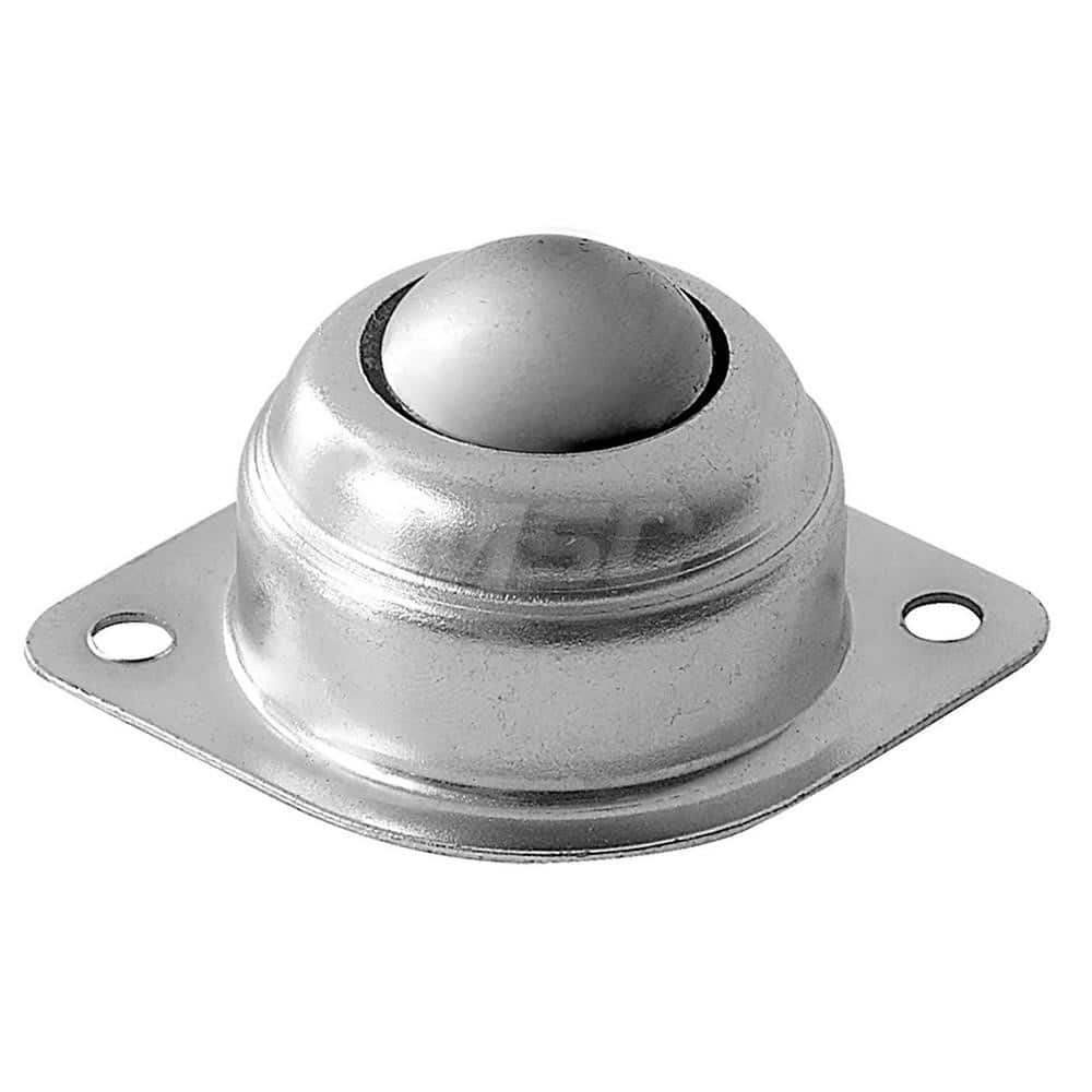 Ball Transfers; Base Shape: Square; Working Orientation: Ball up; Mount Type: Flange; Load Capacity (Lb.): 75; Mount Height: 1.1875 in; Housing Diameter: 1.688; Overall Diameter: 2.000; Mounting Hole Diameter: 0.2188; Flange Width: 2.0000; Housing Finish: