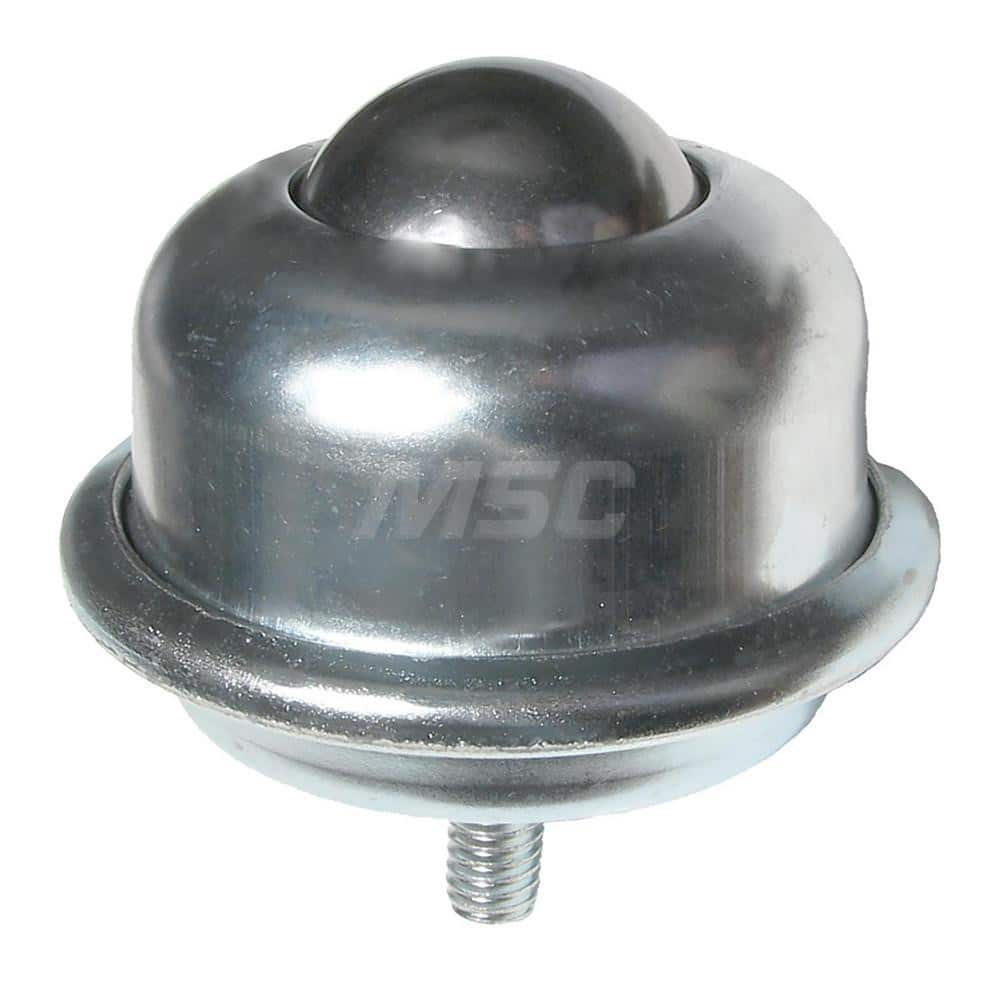 Ball Transfers; Base Shape: Round; Working Orientation: Ball up; Mount Type: Stud; Load Capacity (Lb.): 250; Mount Height: 2.3125 in; Housing Diameter: 2.594; Overall Diameter: 3.250; Stud Length: 1.0000 in; Housing Finish: Galvanized; Thread Length (Inch