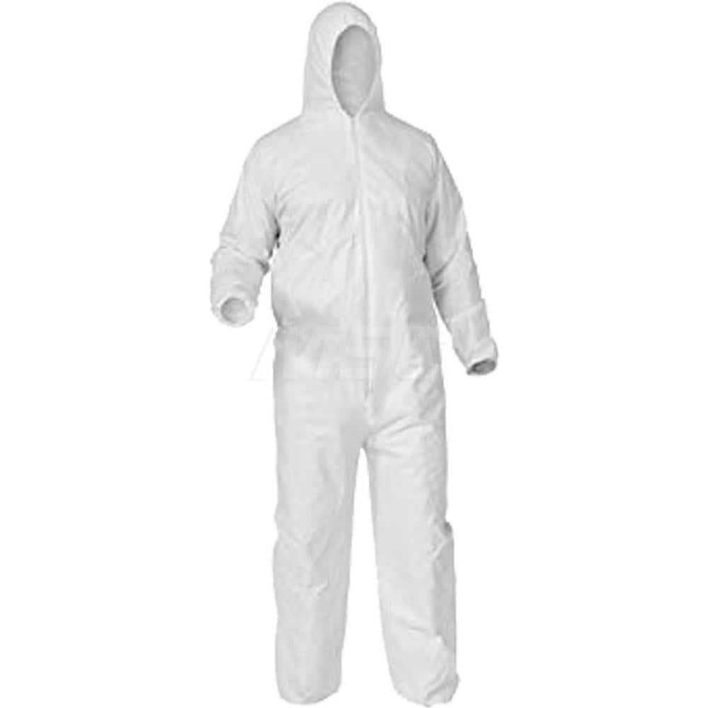 Disposable Coveralls: Water-Resistant & Particle Protection, Size X-Large, Tyvek, Zipper Closure White, Elastic Cuff