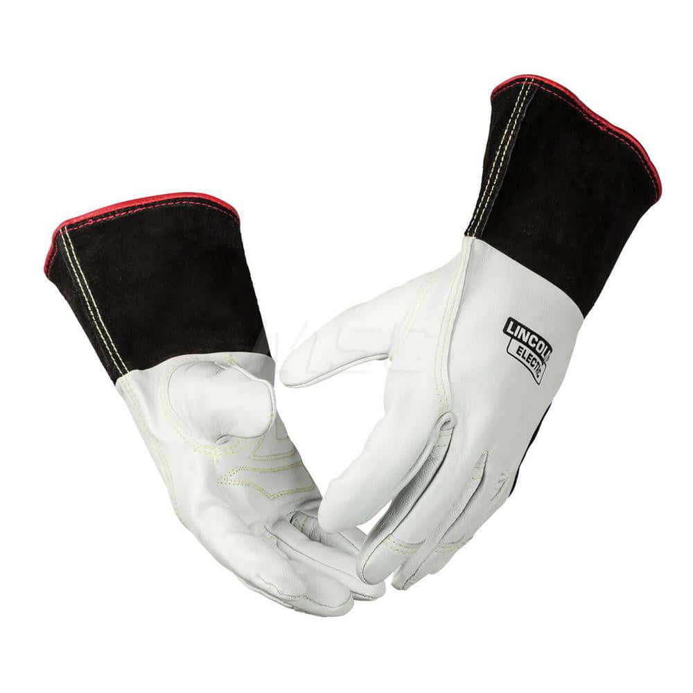 Welding Gloves: Size Large, Uncoated, TIG Welding Application Black & White, Uncoated Coverage, Textured Grip