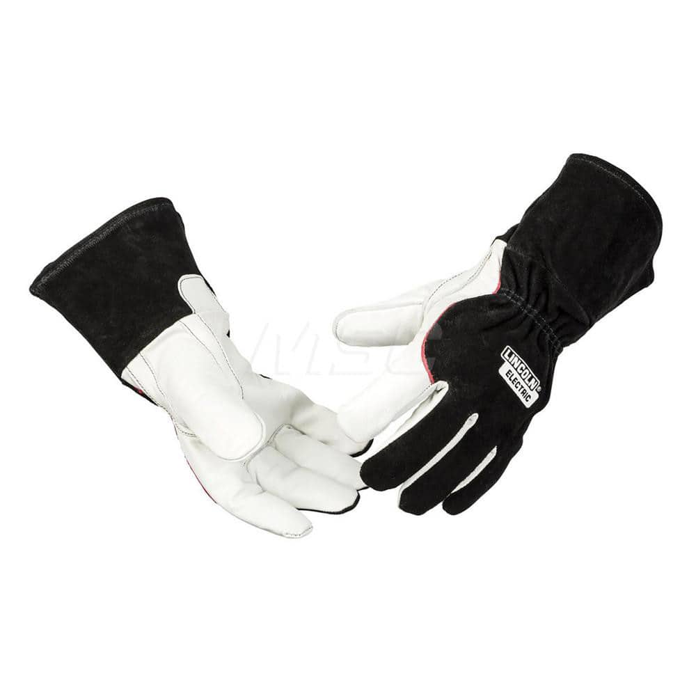 Welding Gloves: Size 2X-Large, Uncoated, MIG Welding Application Black & White, Uncoated Coverage, Textured Grip