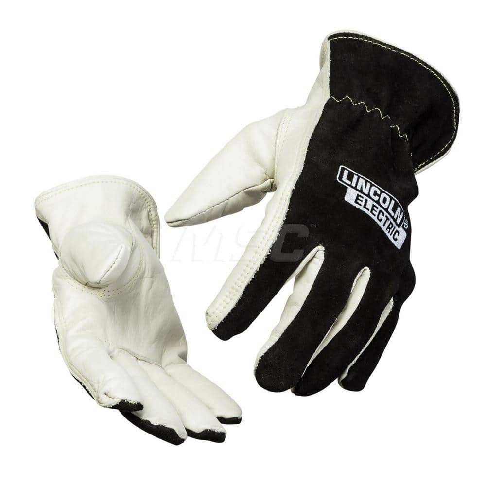 Welding Gloves: Size Large, Uncoated, TIG Welding Application Black & White, Uncoated Coverage, Textured Grip