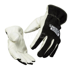 Welding Gloves: Size Medium, Uncoated, TIG Welding Application Black & White, Uncoated Coverage, Textured Grip