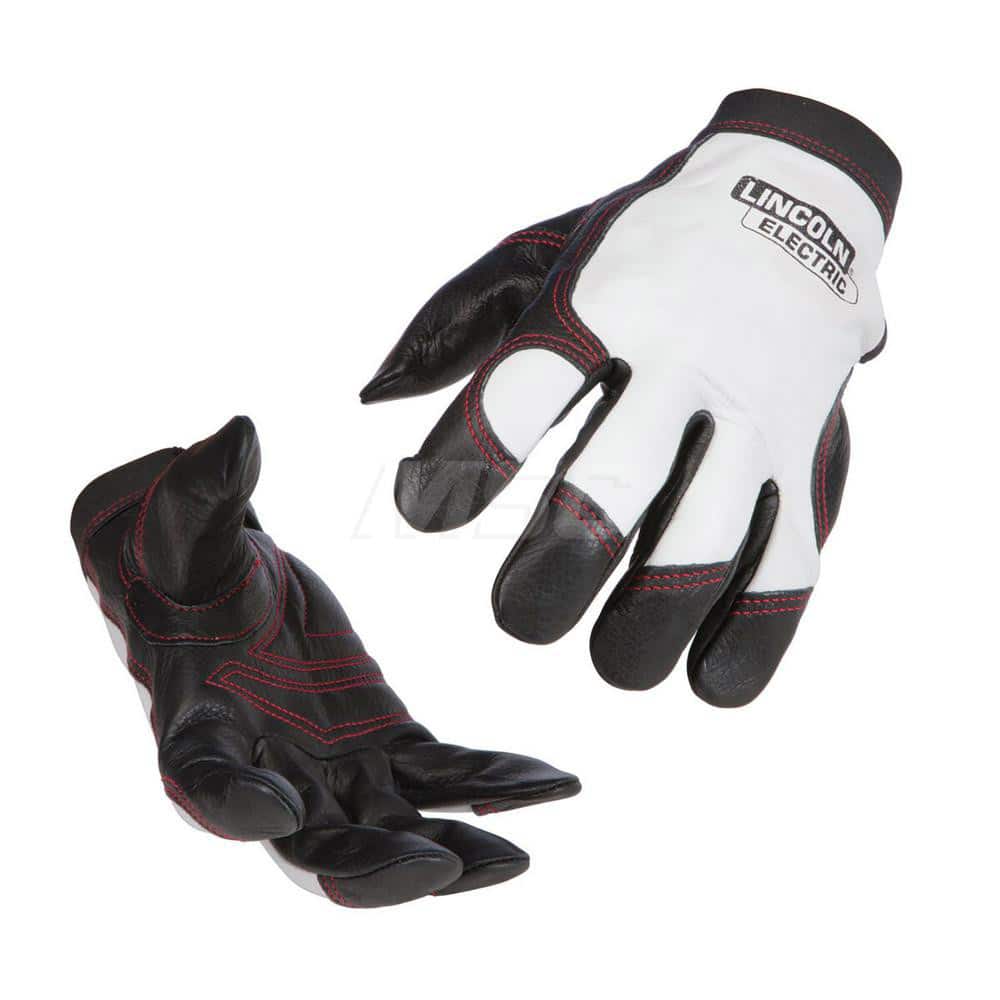 Welding Gloves: Size Medium, Uncoated, TIG Welding Application Black & White, Uncoated Coverage, Textured Grip