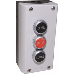 Garage Door Hardware; Type: Control Station,  Surface Mount, Nema 4X Exterior; For Use With: Commercial Doors; Commercial Gate Openers; Material: Plastic; Overall Length: 2.25; Overall Width: 3; Overall Height: 5.875; Number of Buttons: 3; Includes: Three