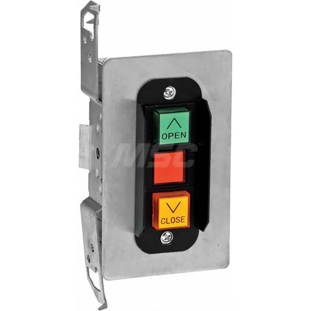 Garage Door Hardware; Type: Control Station; Nema 1; Flush Mount; For Use With: Commercial Doors; Commercial Gate Openers; Material: Aluminum; Overall Width: 3; Overall Height: 5; Number of Buttons: 2; Includes: Aluminum Faceplate; For Use With: Commercia