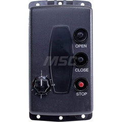 Garage Door Hardware; Type: Stationary Transmitter, 318 MHz, Three Button, Nine Door; For Use With: Commercial Doors; Material: Plastic; Metal; Overall Length: 2.36; Overall Width: 7; Overall Height: 3.625; Number of Buttons: 3