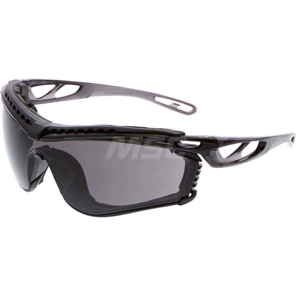 Safety Glass: Anti-Fog, Polycarbonate, Gray Lenses, Foam Lined Smoke Frame, Traditional