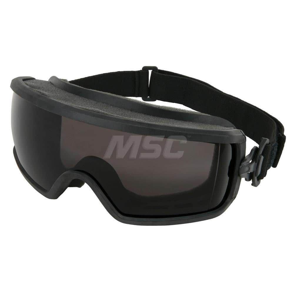 Safety Goggles: Debris Dust & Impact, Anti-Fog, Gray Polycarbonate Lenses Direct Vent, Black Frame, Size Universal