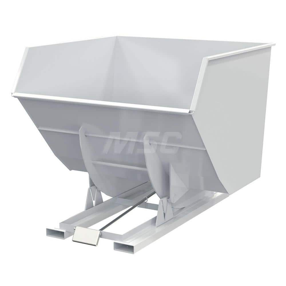 Stationary Tilt Hopper: 6,000 lb Capacity, 73″ Wide, 79.38″ Long, 64.375″ High White, Powder Coated Steel, Hand Control