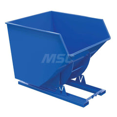 Stationary Tilt Hopper: 6,000 lb Capacity, 64″ Wide, 79.38″ Long, 64.375″ High Blue, Powder Coated Steel, Hand Control