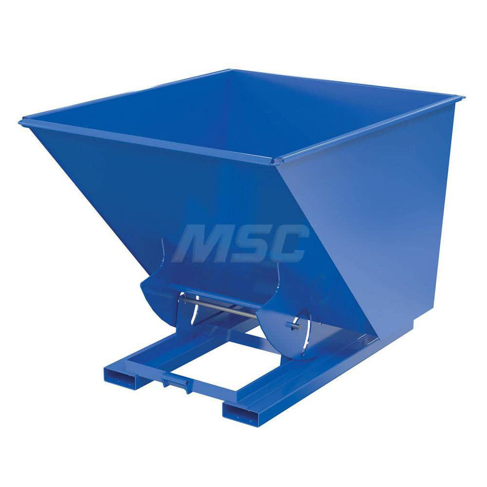 Stationary Tilt Hopper: 6,000 lb Capacity, 57″ Wide, 69″ Long, 51″ High Blue, Powder Coated Steel, Hand Control