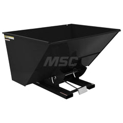 Stationary Tilt Hopper: 2,000 lb Capacity, 82″ Wide, 68.63″ Long, 51.8125″ High Black, Powder Coated Steel, Hand Control