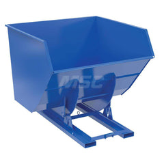 Stationary Tilt Hopper: 6,000 lb Capacity, 79″ Wide, 72.94″ Long, 64.375″ High Blue, Powder Coated Steel, Hand Control